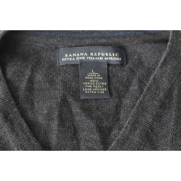 Banana Republic V Neck Sweater Mens Size Large Extra Fine Italian Merino Wool - Picture 4 of 6